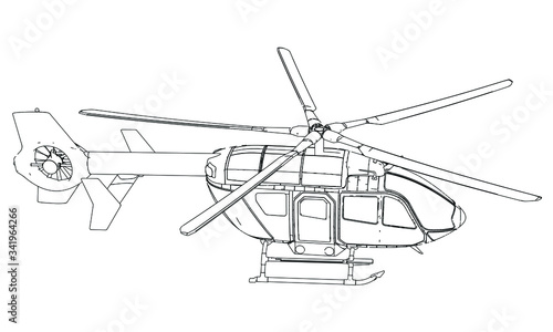 Vector illustration of a geometric polygonal helicopter.