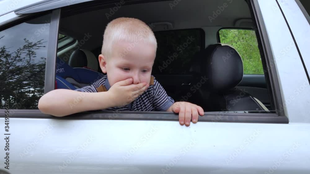 The child was rocked in a car seat. The boy suffers from and