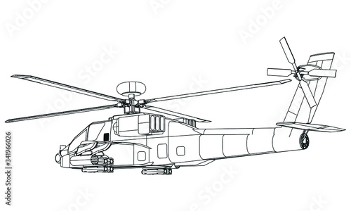 Vector illustration of a geometric polygonal helicopter.