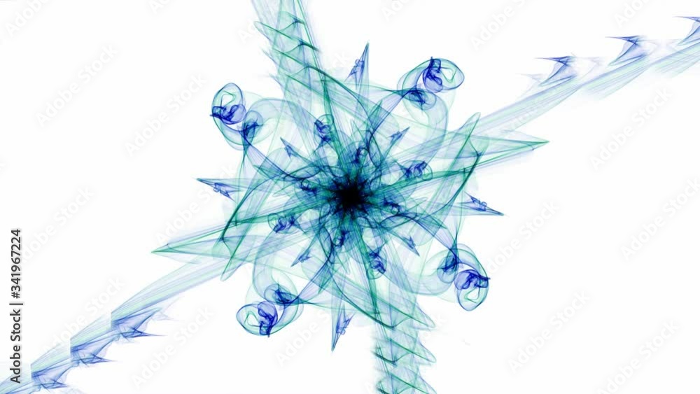 Magic blue and green fractal patterns moving as stream in diagonal direction. Smoke ornament on white background. Calming antistress patterns for spiritual exercises. FullHD movie Magic blue and green fractal patterns moving as stream in diagonal direction. Smoke ornament on white background. Calming antistress patterns for spiritual exercises. FullHD movie