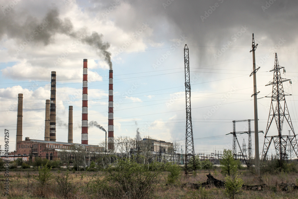 coal thermal power plant with a Smoking pipe