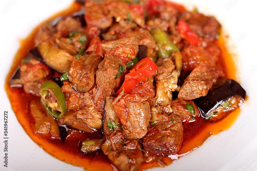 perfect turkish food eggplant kebab close up perfect turkish food eggplant kebab close up