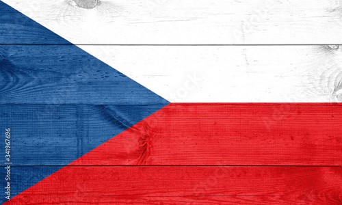 Czech Republic flag on wood texture