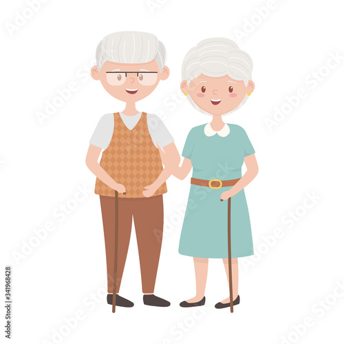 Isolated grandmother and grandfather avatar vector design