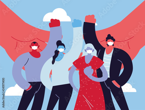 people with medical mask, fight against coronavirus