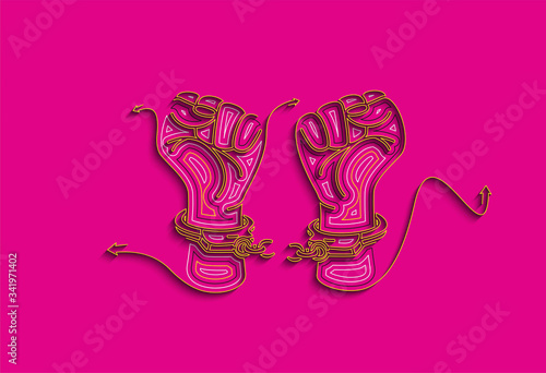 Broken handcuff Freedom concept, Hand Drawn Sketch Vector illustration.