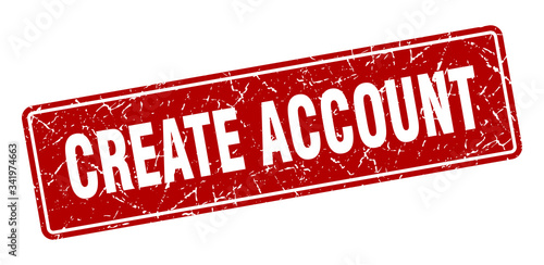 create account stamp. create account vintage red label. Sign