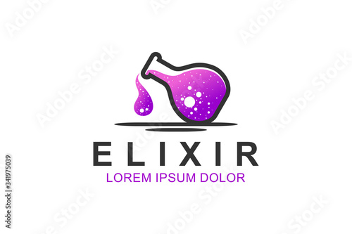 Liquid elixir chemical magic logo design icon symbol illustration vector.