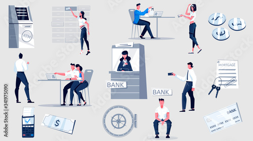 Bank Flat Icon Set