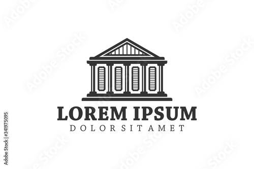 Building house classic pillars logo design silhouette