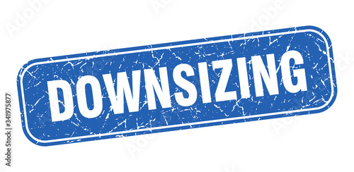 downsizing stamp. downsizing square grungy blue sign