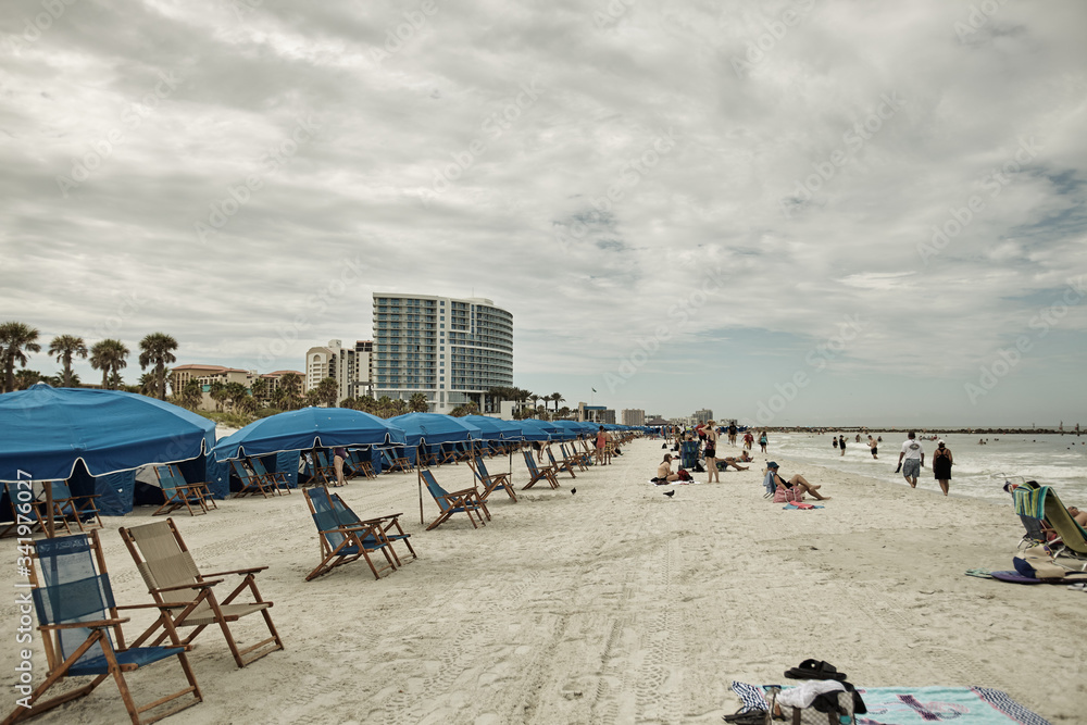 beach chairs and umbrellas on the beach