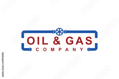 Oil gas pipe industry company logo design vector