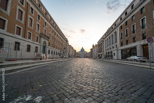 San Pietro in Rome appears like a ghost city during the covid-19 emergency lock down