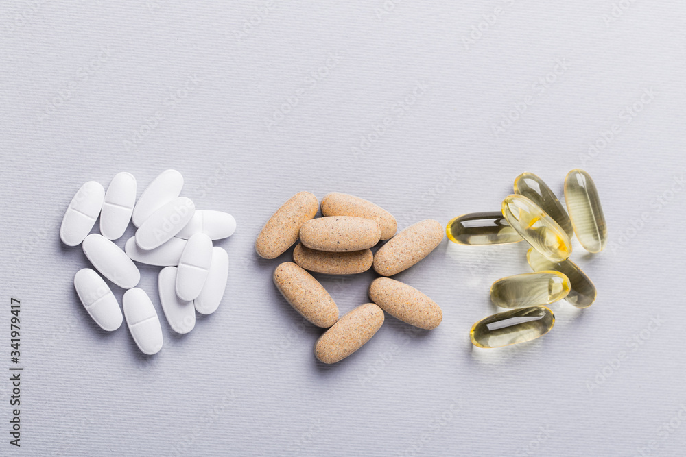 Different medicine drugs, pills, tablets, capsules