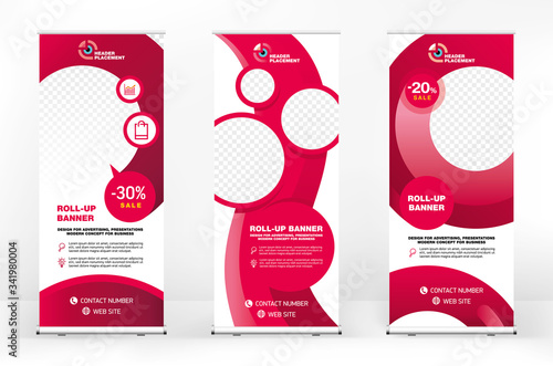 Set of different design options for advertising banners roll-up, modern design for presentations, covers, exhibitions, portable banner for street advertising, banner for conferences and seminars
