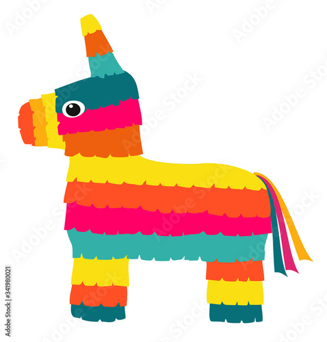 Vector colorful pinata isolated on white background. 