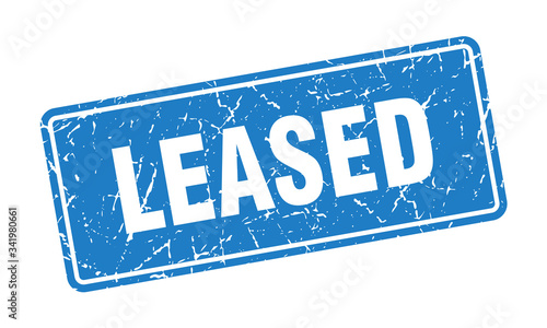 leased stamp. leased vintage blue label. Sign