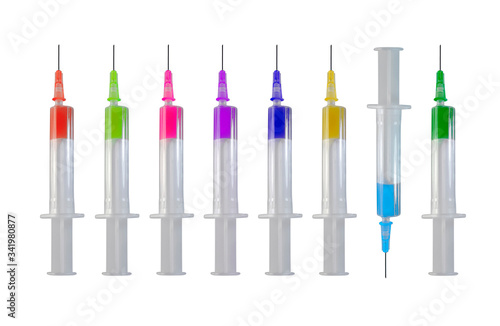 Eight syringes isolated
