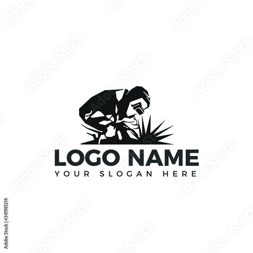 Welding logo industrial  logo company logo design fron view, WELDER LOGO SIMPLE AND CLEAN LOGO 