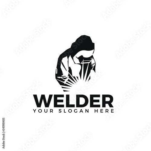 Welding logo industrial  logo company logo design front view, WELDER LOGO SIMPLE AND CLEAN LOGO 