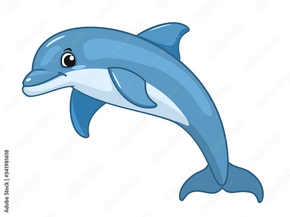 Naklejka premium Dolphin isolated on white background. Vector illustration.