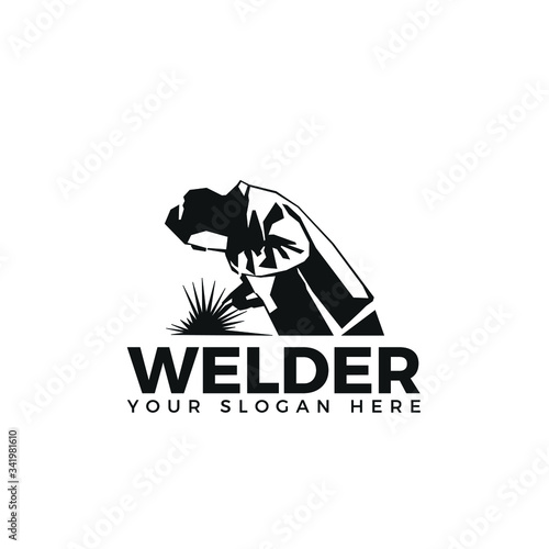 Welding logo industrial  logo company logo design side view, WELDER LOGO SIMPLE AND CLEAN LOGO 