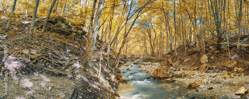 The mountain river Auzun-Uzen, the Great Crimean Canyon, the Crimean peninsula,
 the Bakhchisarai district, the village of Sokolinoe photo