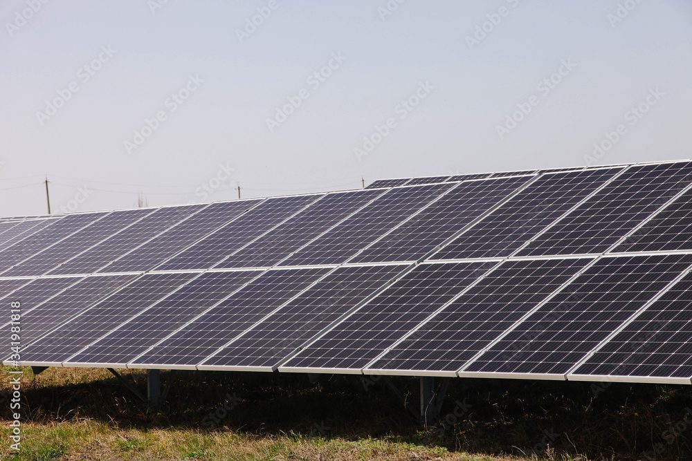 Power plant with solar panels