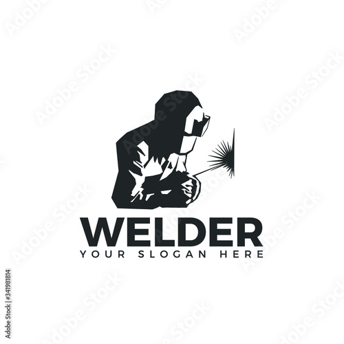 Welding logo industrial  logo company logo design side view, WELDER LOGO SIMPLE AND CLEAN LOGO 