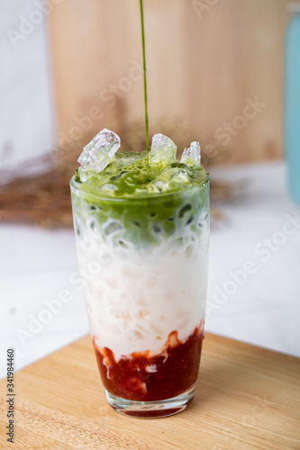 Strawberry matcha latte