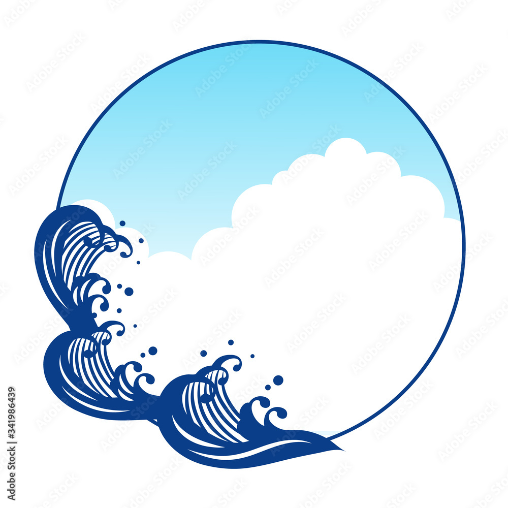 海の高波と波しぶきの和風フレーム2 Stock Vector Adobe Stock 海の高波と波しぶきの和風フレーム2 Stock Vector Adobe Stock