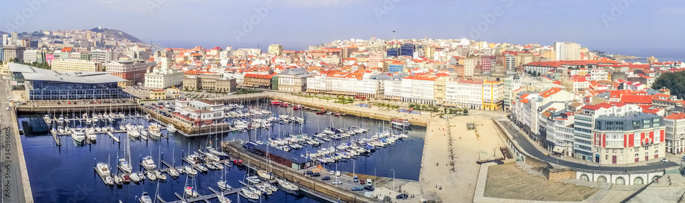 Aerial view in La Coruña, city of Galicia,Spain. Drone Photo