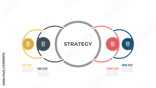 Business thin line elements infographic design label with 4 number options, steps. Vector illustration.