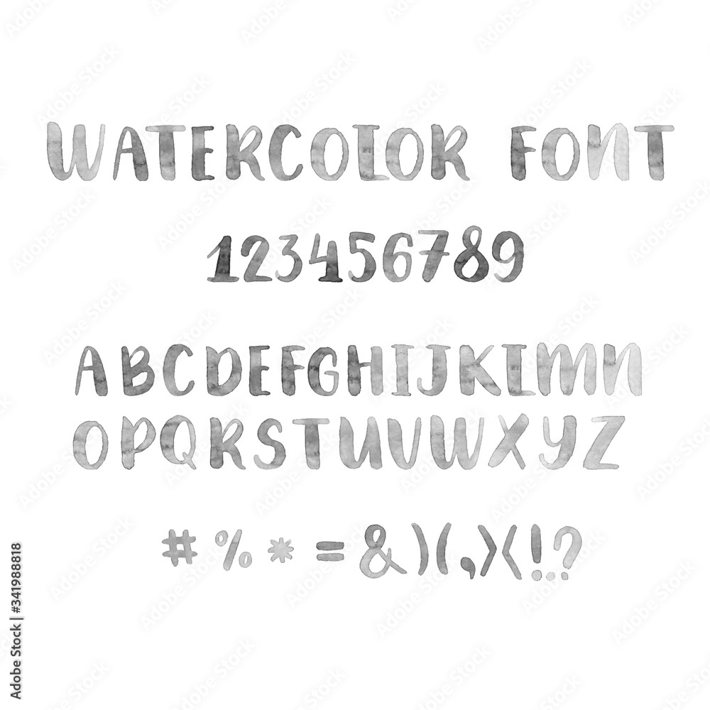 Hand drawn watercolor artistic font