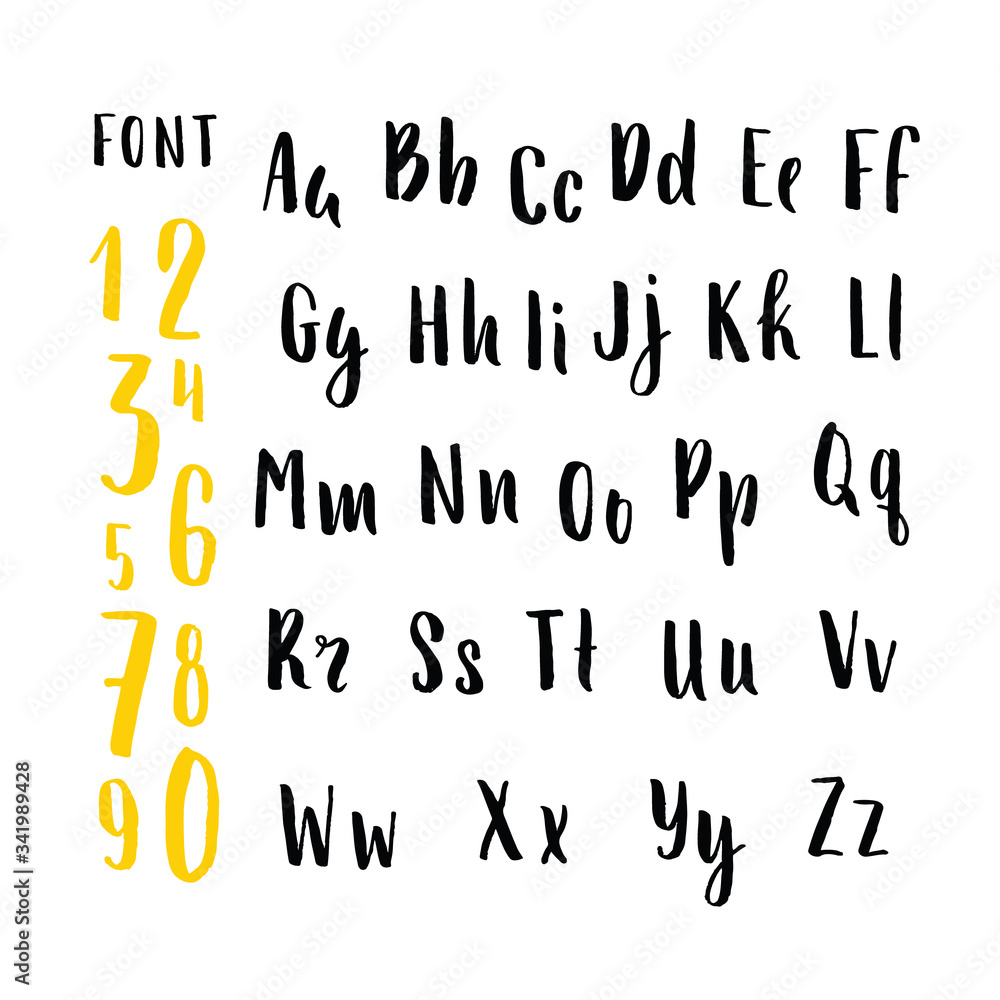 Vector alphabet. Hand drawn letters. Letters of the alphabet written with a brush. Vector alphabet. Hand drawn letters. Letters of the alphabet written with a brush.