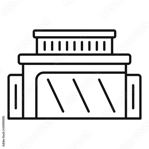 Rent exhibition center icon. Outline rent exhibition center vector icon for web design isolated on white background