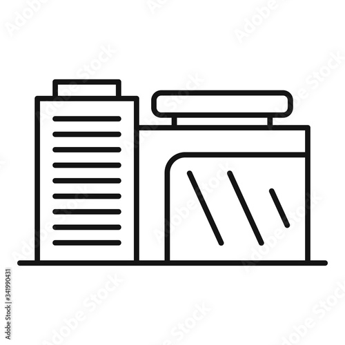 Car exhibition center icon. Outline car exhibition center vector icon for web design isolated on white background