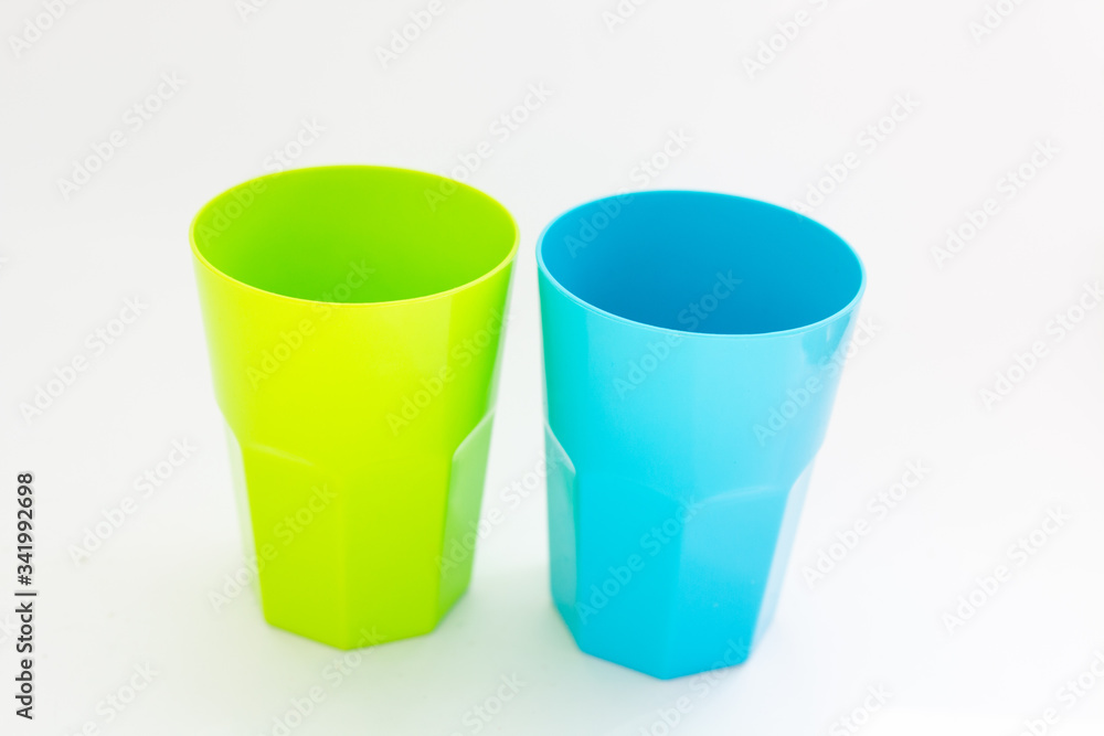 plastic glasses for drinks on a white background plastic glasses for drinks on a white background