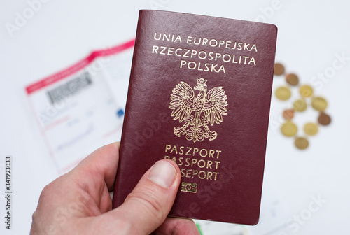 Close up of Poland Passport