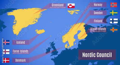 Vector map of the Nordic Council