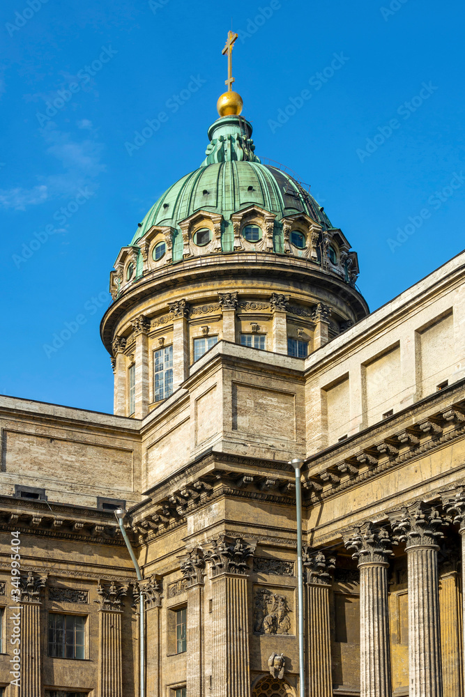 Saint Petersburg, fragment of the facade of the Orthodox Kazan Cathedral