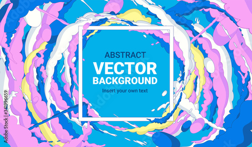 Colourful splash background template. Abstract liquid splashes in multi colours. Happy, youth, culture, party and graphic design concept. Great for front page, web top image and presentation. Vector.