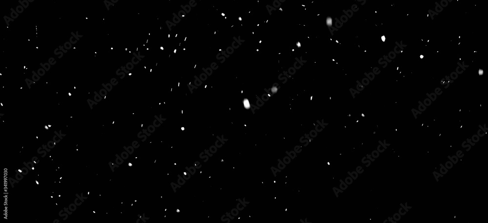 Texture of snowflakes on a black background. Snow, snowfall, snowflakes.