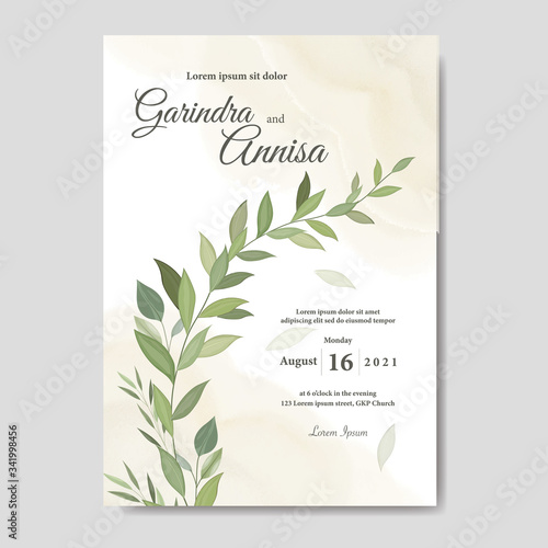 Wallpaper Mural Elegant wedding card with beautiful floral and leaves template premium vector Premium Vector Torontodigital.ca
