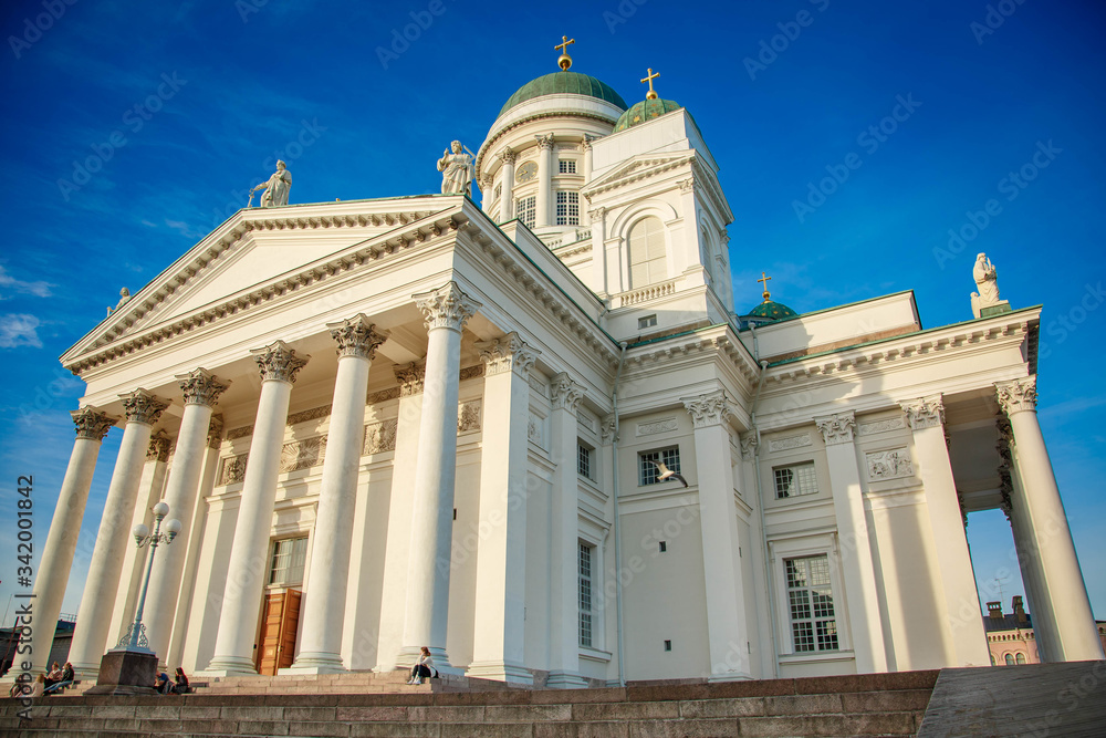 Helsinki Cathedral cloudy blue sky. Building Architecture Elements