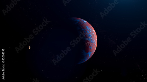 Fototapeta Naklejka Na Ścianę i Meble -  red exoplanet 3d render for background