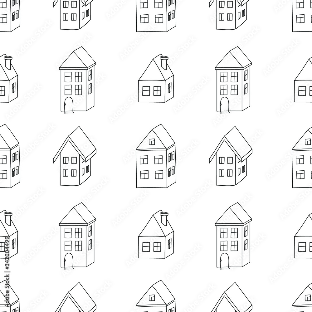 Colorless 3d houses on white background: transparent seamless pattern, urban wallpaper print, wrapping texture design. Vector graphics. Colorless 3d houses on white background: transparent seamless pattern, urban wallpaper print, wrapping texture design. Vector graphics.
