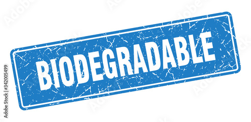 biodegradable stamp. biodegradable vintage blue label. Sign