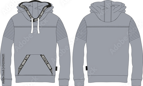 Boys hoodie long sleeve t-shirt wear technical template